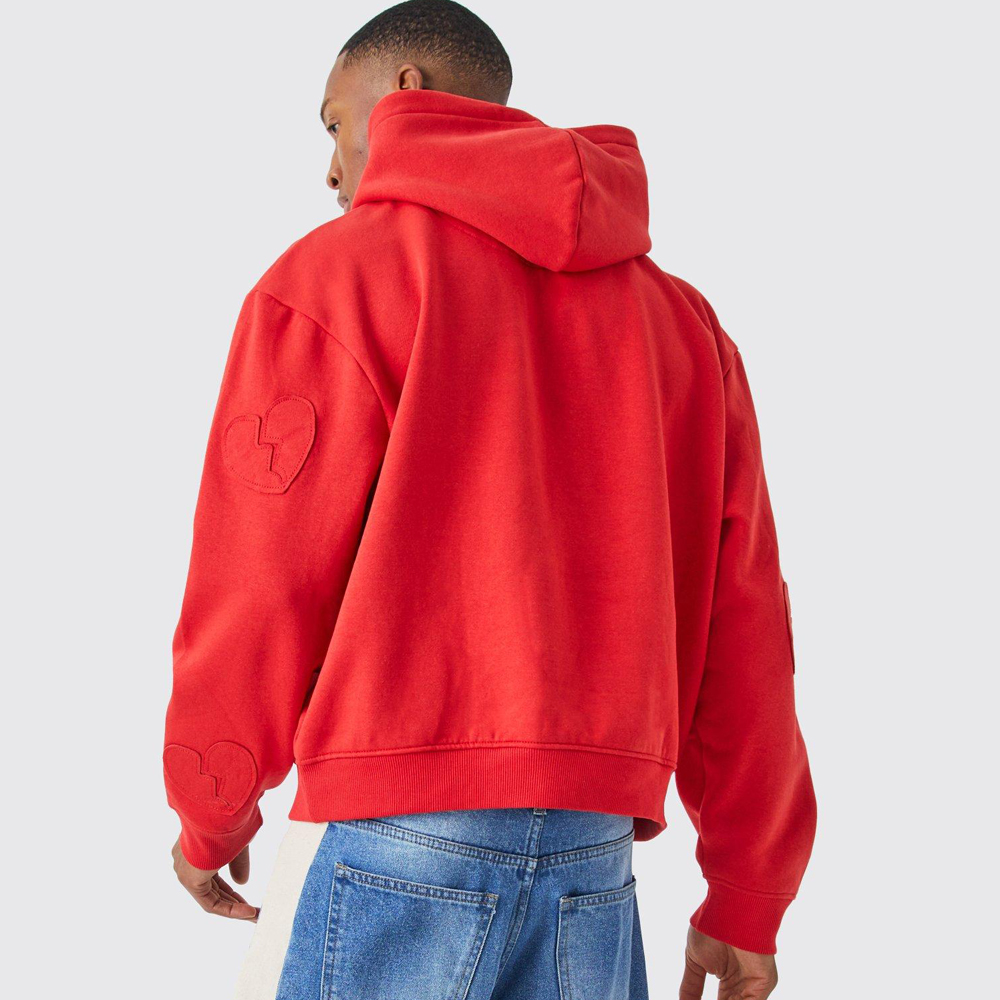 Oversized Star Applique BM Zip Through Hoodie - Image 2