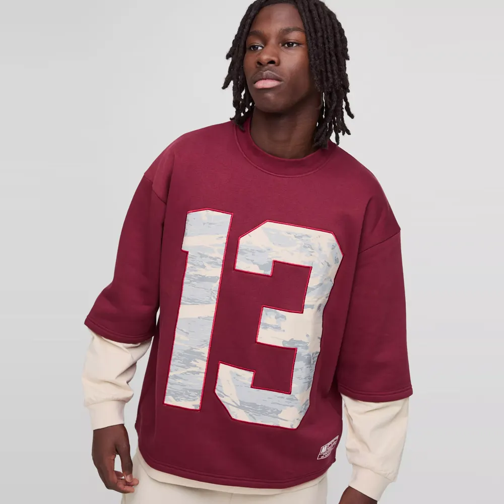 Oversized Man Colour Block Zip Funnel Neck Sweatshirt