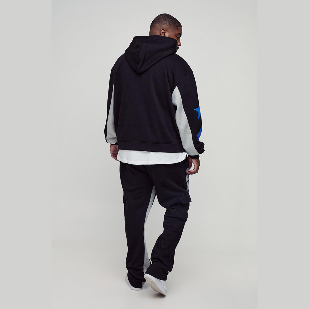 Oversized Boxy Official Tonal Print Zip Hooded Tracksuit - Image 2